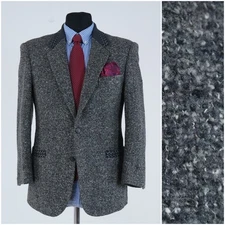 Italian Sport Coat 40S US Size ANDREA CELLI Textured Grey Wool Blazer Jacket
