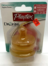 Playtex Drop Ins Orthodontic Nipples Medium Baby 3 mos 2 Count Vintage 2005 VTG