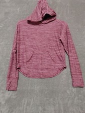 All In Motion Burgandy Cropped Hoodie Lightweight Pullover Womens Large 10-12