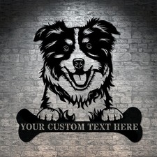 Personalized Australian Shepherd Name Metal Sign. Customizable Dog Wall Decor