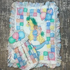 Vintage Red Calliope Baby Nursery Crib Bedding 2 piece Comforter set 1993