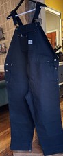 Carhartt Overalls Mens 50x30 Black Traditional Bib W/Zipper Closure Double Knee