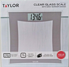  Taylor Digital Glass Bathroom Scale 400lb Large LCD Gray Border 5301514