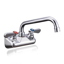 Leak-Free Commercial Sink Faucet 4" Center 8" Spout, Wall Mount Bar Faucet 4 ...