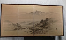 Vintage 50s Fuji-Torii Japanese Folding Screen 24" by 46"