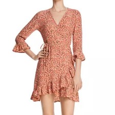 Faithfull The Brand Carmel Mini Wrap Dress Size 2 Floral Boho Cottagecore