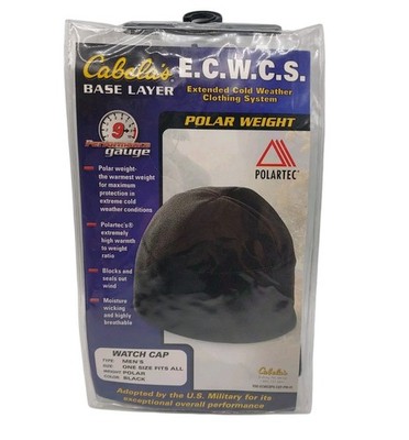 Cabelas ECWCS Polar Weight Watch Cap Black Polartec Fleece NOS Cold Weather