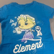 Disney Frozen 2 Elsa Olaf Chibi Graphic T Shirt Kids S/P Small Blue Cotton