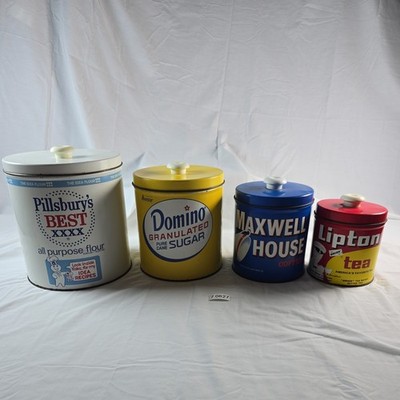 Vintage Regal Ware Advertising Canister Set Pillsbury Domino Maxwell House Tea