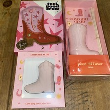 Cowgirl Club Cowboy Boot gift set, trickery tray, reed diffuser and match holder