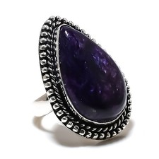 Russian Charoite Gemstone 925 Sterling Silver Jewelry Ring Size 7.5 k993