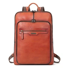 Vegetable Tanned Full Grain Leather 15.6 inch Laptop Backpack Purse for Women...