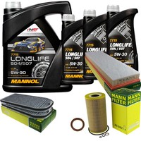 Mann Inspektionspaket 8L Mannol Longlife 504/507 5W-30 FüR BMW E38 725Tds