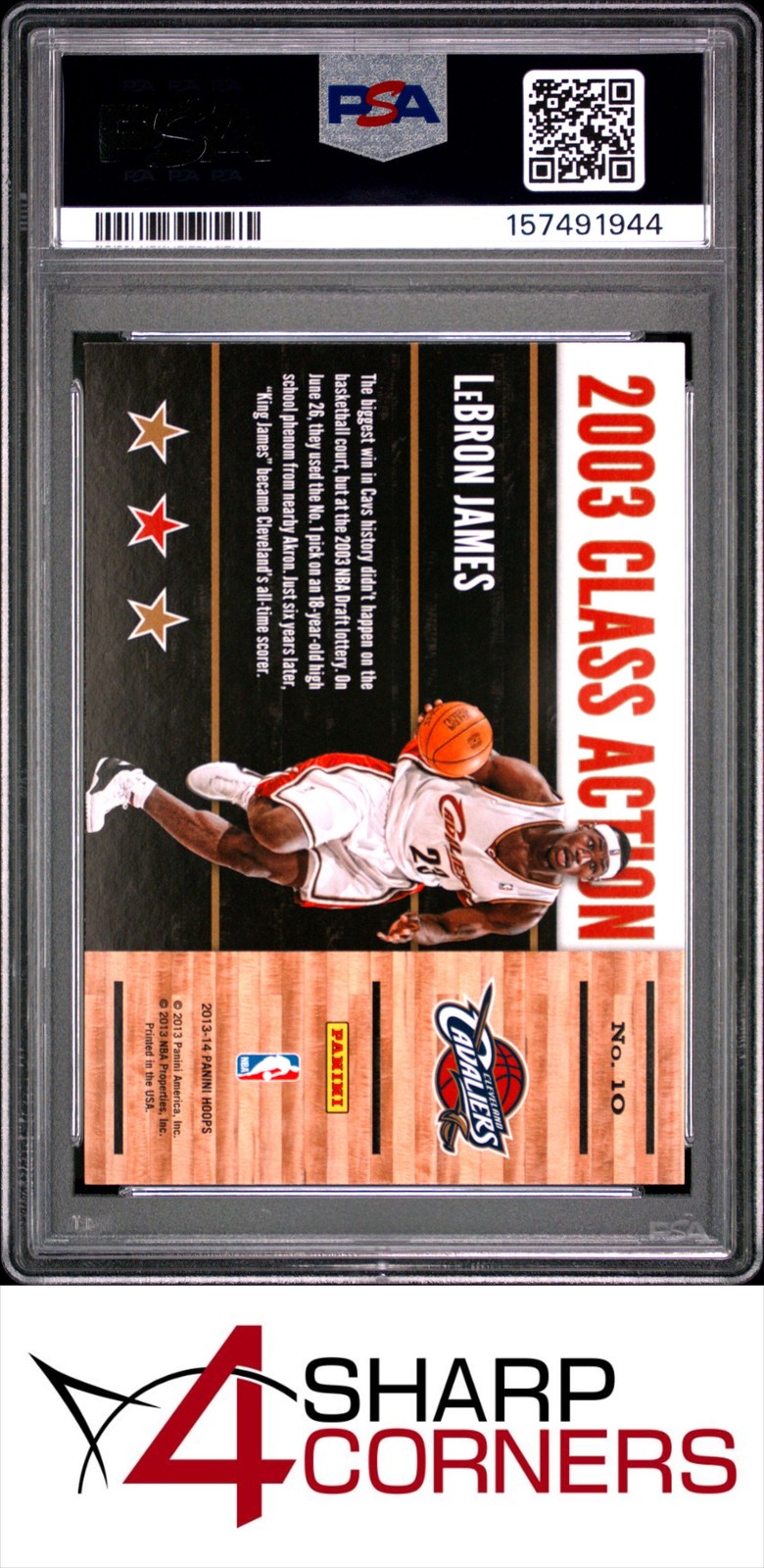 2013 PANINI HOOPS CLASS ACTION #10 LeBRON JAMES CAVALIERS PSA 10 view 2