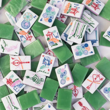 160Pcs American Mahjong Tiles 3-Layer Acrylic Green Hand-Painted Set fast ship