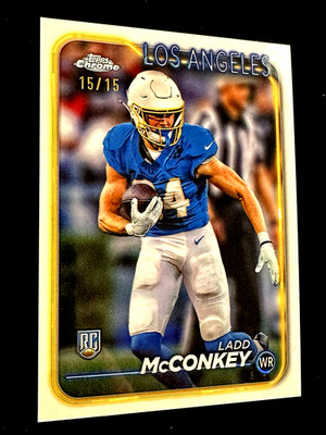 LADD MCCONKEY 2024 TOPPS X CHROME SSP RC WHITE SAPPHIRE DBLE JERSEY#MATCH 15/15