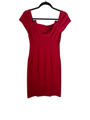 Diane Von Furstenberg Anka Mini Dress Red Wool Silk Square Neck Size 0 