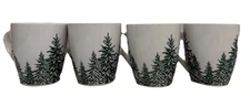New Royal Norfolk Winter EverGreen Christmas Tree Mugs Holiday Gift 11oz 4-set