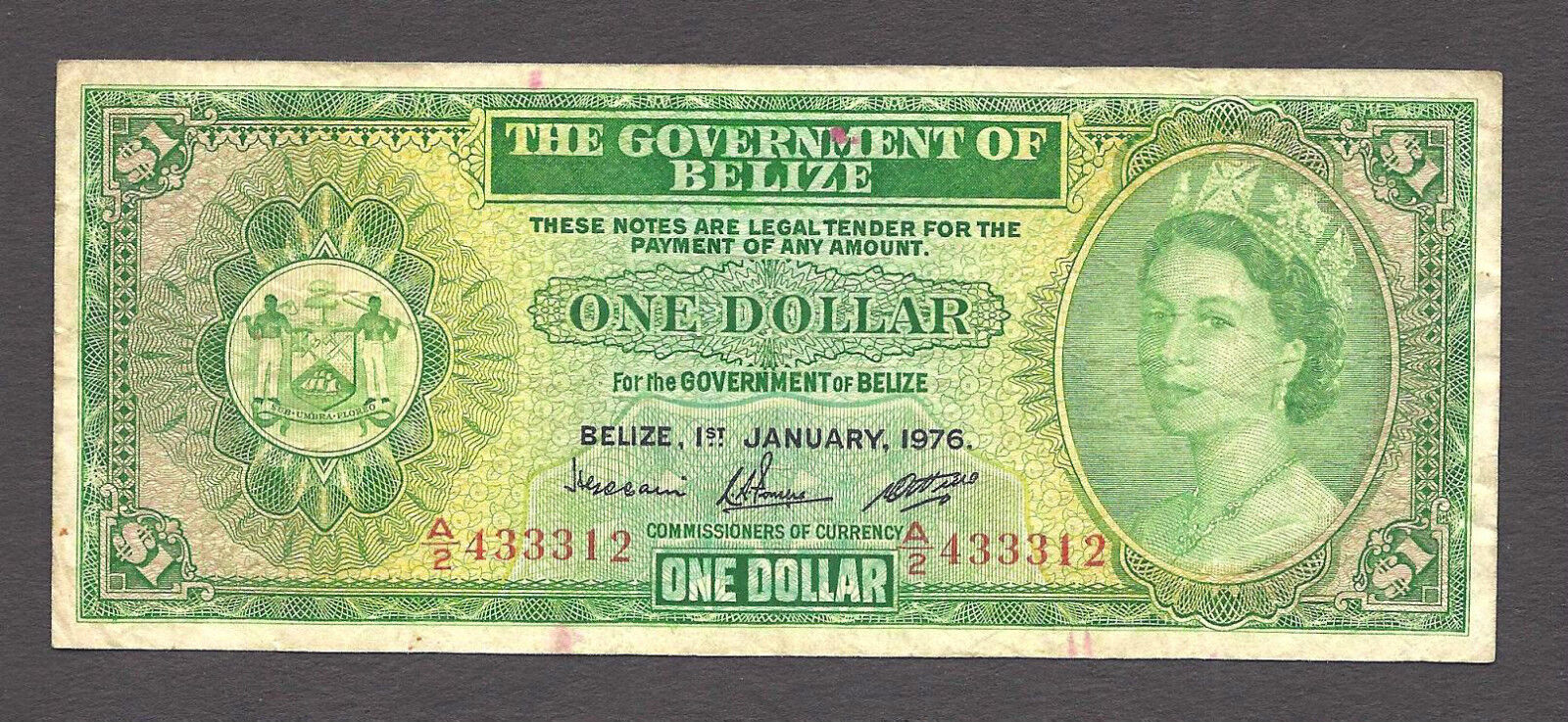 Belize Fashionable 1 Dollar OFFicial 1976 33c P# 2 A