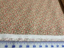 Country Calico Soft Coral w Green orange flowers cotton Fabric per yard