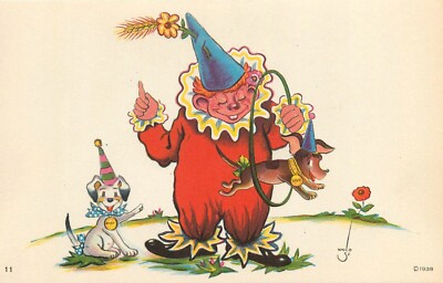 Postcard 1940s California Stamford University Wolo Clown comic humor CA24-3581