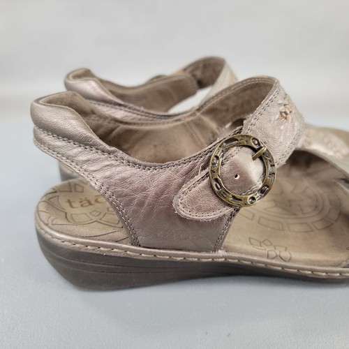 Taos Weaver Leather Sandals Women's SZ 11 US Gold Buckles Hook Loop Strap - Picture 4 of 9
