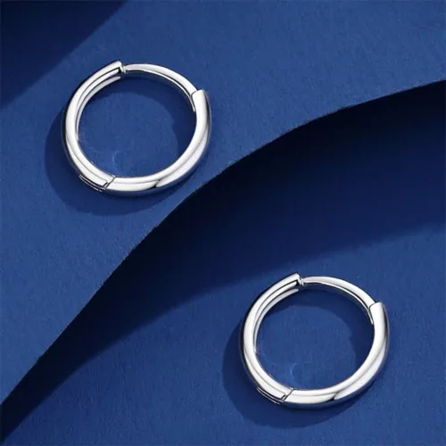 Reines massives Platin 950 Creolen Damen Glück glatt glänzend Kreis Ohrringe 1,4-1,6 g - Bild 4 von 7
