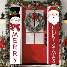 Set Christmas Polyester Snowman  Santa Hanging Door Banners Decoration - New