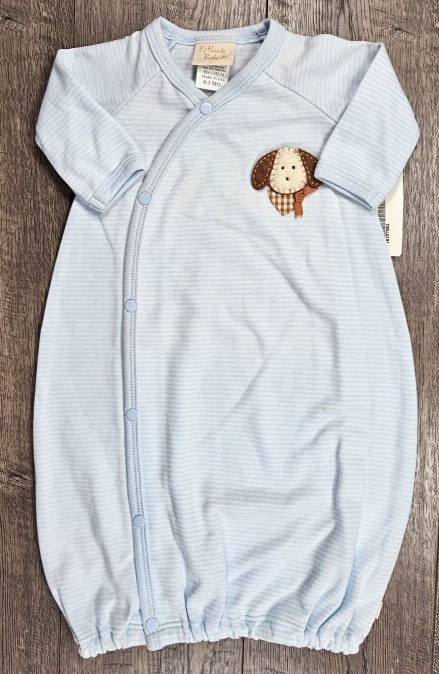 Baby Boy Clothes New Haute Baby 0-3 Month Blue Puppy Dog Sleep Gown
