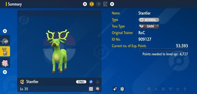 Pokemon Scarlet & Violet 6IV Shiny STANTLER Max EVs