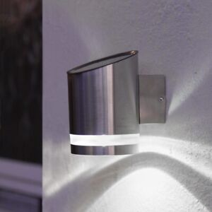 Solar Silver Stainless Steel LED Welcome Security Outdoor Wall Light | House - Picture 2 of 5