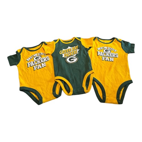 3 Green Bay Packers Infant one Pieces 3-6mo 18mo - Picture 1 of 5