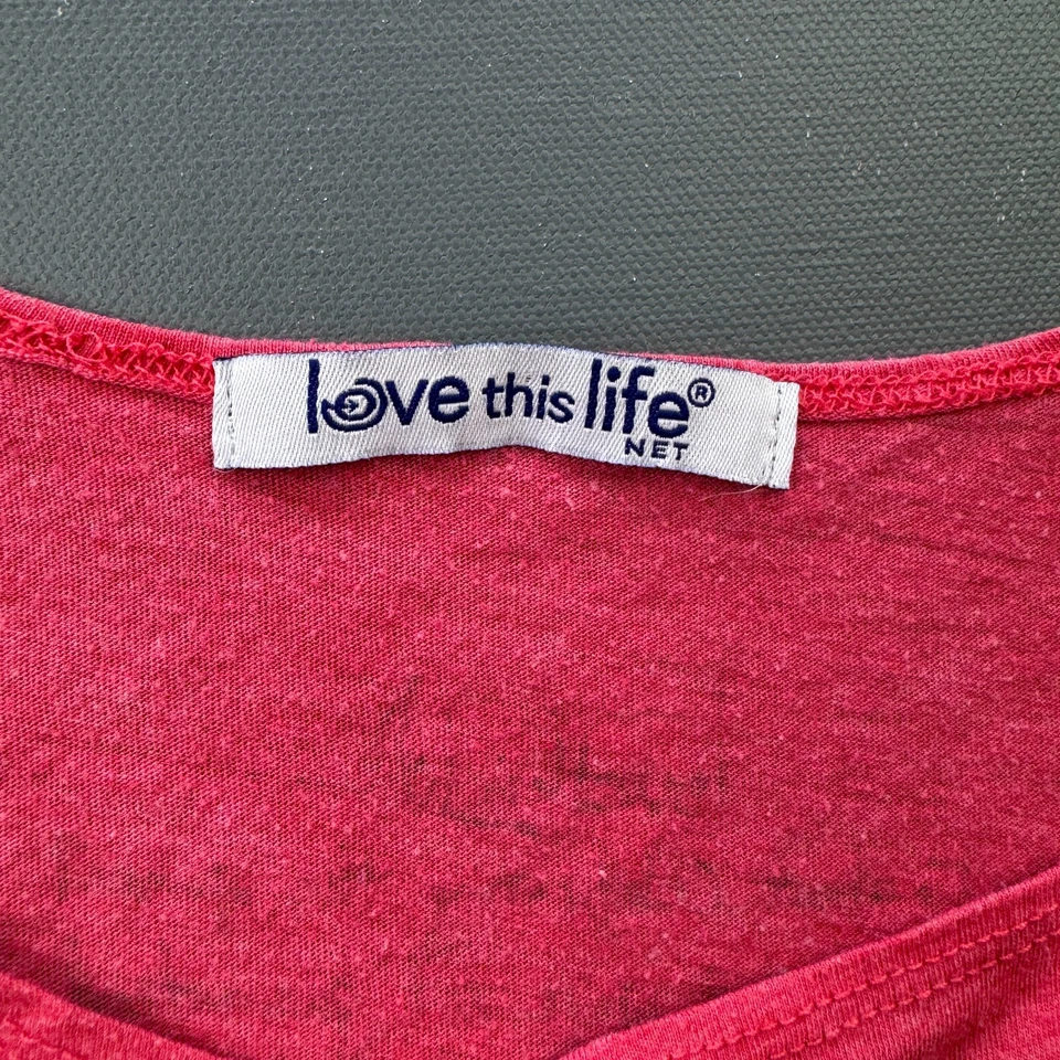 Camiseta sin mangas Love This Life para mujer grande roja boho gráfica fluida pluma de pavo real Foto 2 de 4