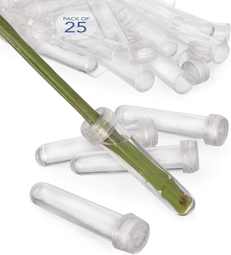 Royal Imports Floral Water Tubes with Caps – 3" Clear Plastic Flower Vials - Picture 1 of 12