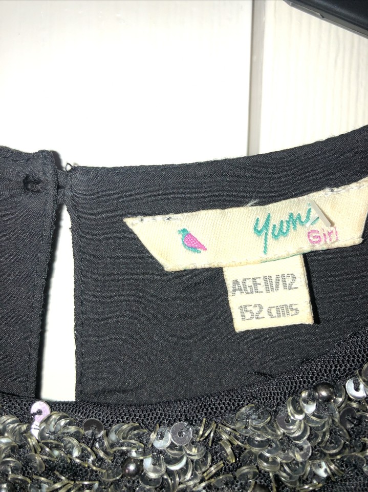 Yumi Girl Net Sequin Dress Age 1112 Years Black eBay