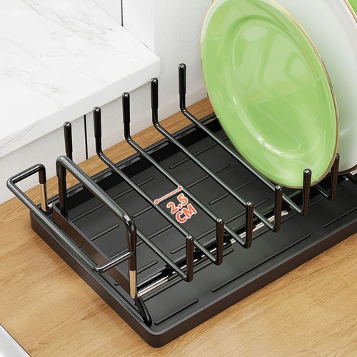 Black Counter Dish Drying Rack Space-Saving Kitchen Tableware Organizer Sink - Picture 7 of 12