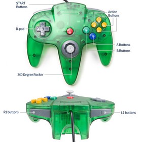 Wired N64 Controller Joystick GamePad Compatible With Nintendo 64 Game Console