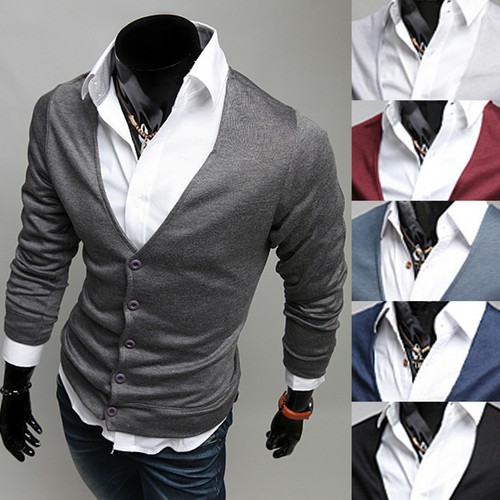 New Mens Stylish Simple Solid Cardigan Sweater Jumper Blazer Outwear Tops S/M