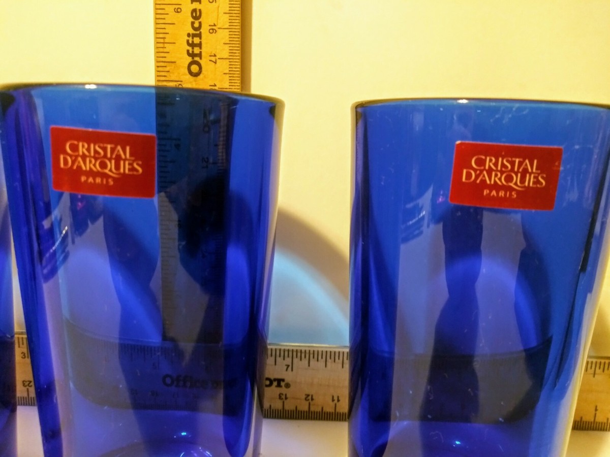 VINTAGE Set of 3 Cristal D'Arques Paris Blue Crystal Glasses
