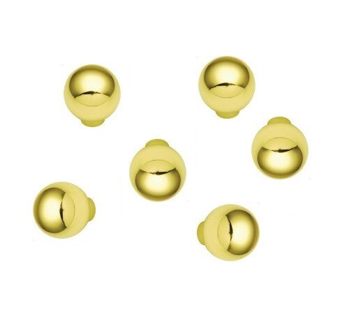 6 Polished Brass Ball Knobs Gold Cabinet Drawer Door Furniture Cupboard Mushroom