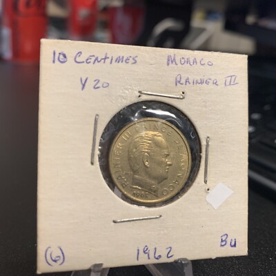 1962 10 Centimes Coin Monaco. Super High Grade Coin with great eye appeal.
