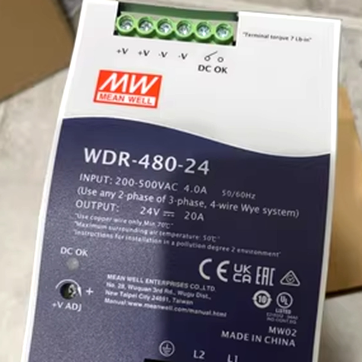 NEW Meanwell WDR-480-24 Switching Power Supply
