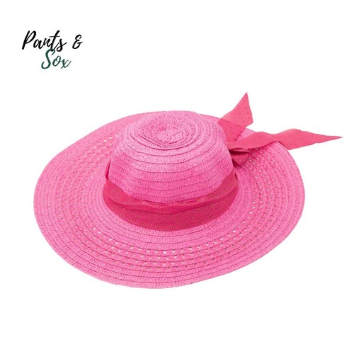 Hot Pink Hat Floppy Foldable Straw 