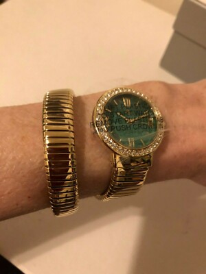 Colleen lopez Malachite Dial coil wrap watch With Dismond Accent Colleen Lopez | Accessories | Colleen Lopez Gemstone Dial  main image 3