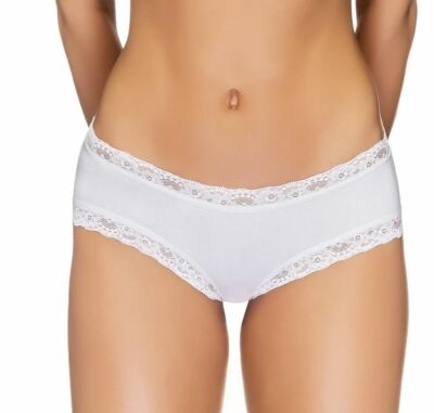 Klassisches Panty Shorts Hipster mit Spitzen Damen Dessous WEIß CREME SCHWARZ
