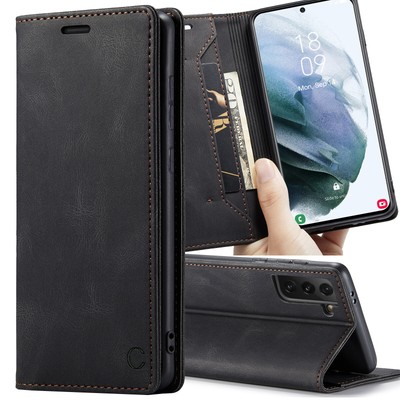 MINI-WALLET Hülle Leder Kartenfach Case Tasche für Samsung Galaxy S22/+/Ultra
