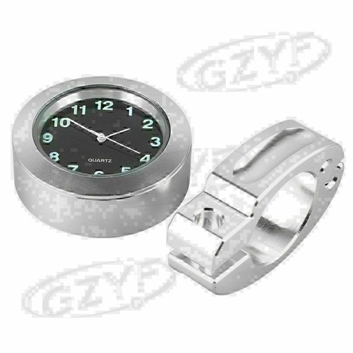 7/8" Motorcycle Watch Motor bike Handbar Mount Digital Clock Time Gauge Silver