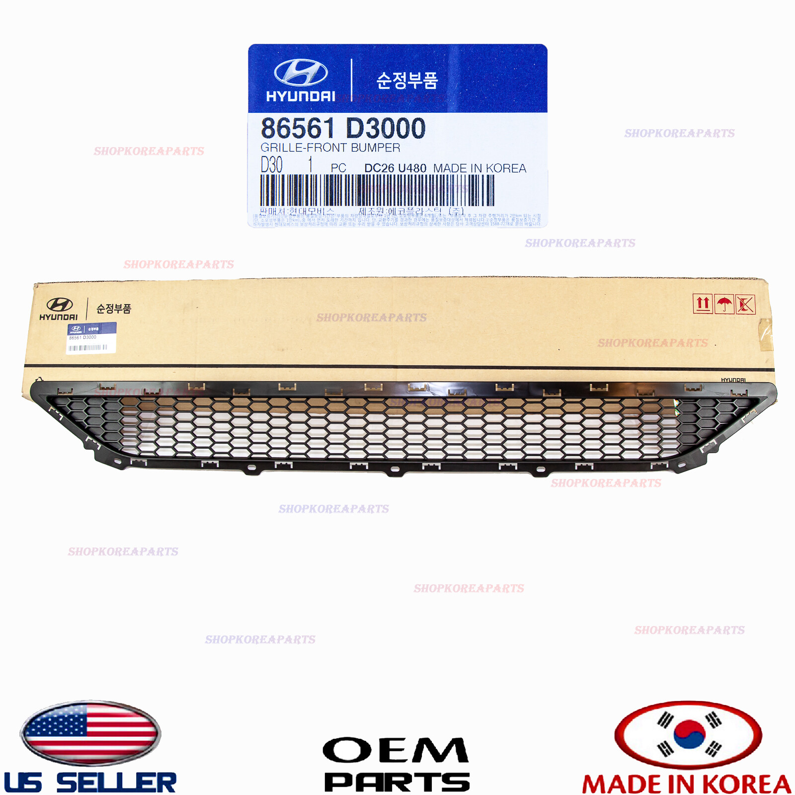 2015-2018 Hyundai Tucson Lower Grille Assembly OEM 86561 D3000 for 