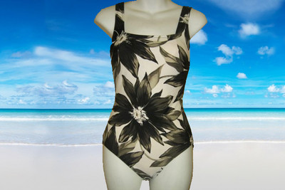 NEW GOTTEX White Floral SQUARE NECK piece BATHING Suit