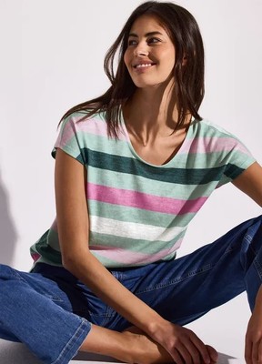 Street One | Gestreiftes T-Shirt | Farbe: soft jade green 36279, 322702